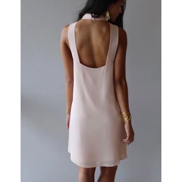 Naked Zebra Cross Neck Chiffon Mini Shift Dress - Picture 2 of 10